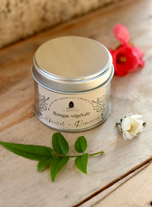 Bougie boîte métal - Abricot Romarin 100g