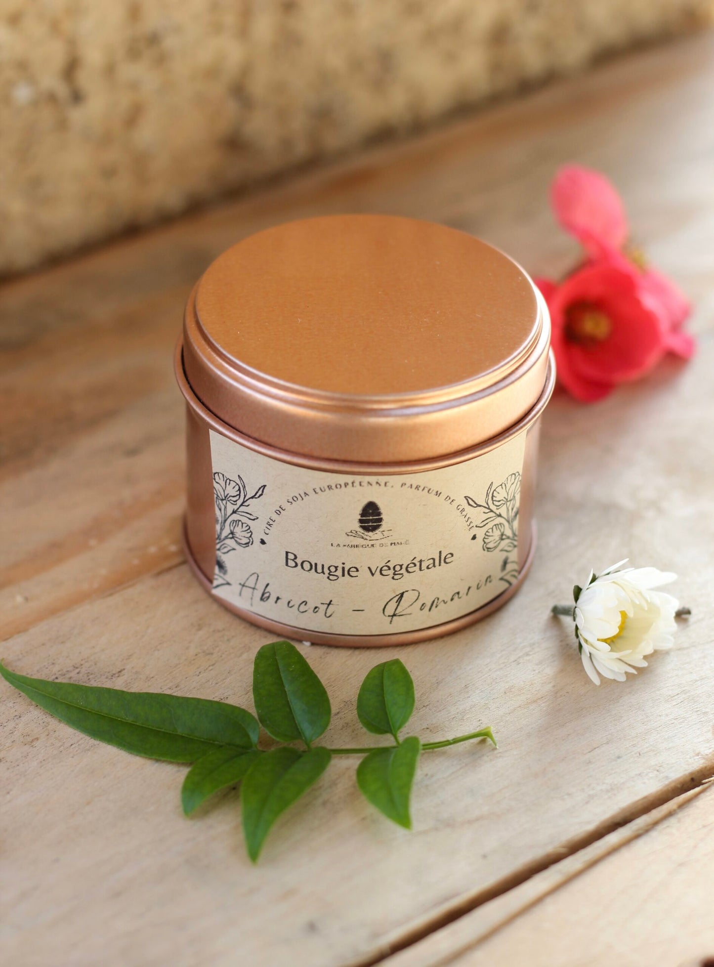 Bougie boîte métal - Abricot Romarin 100g