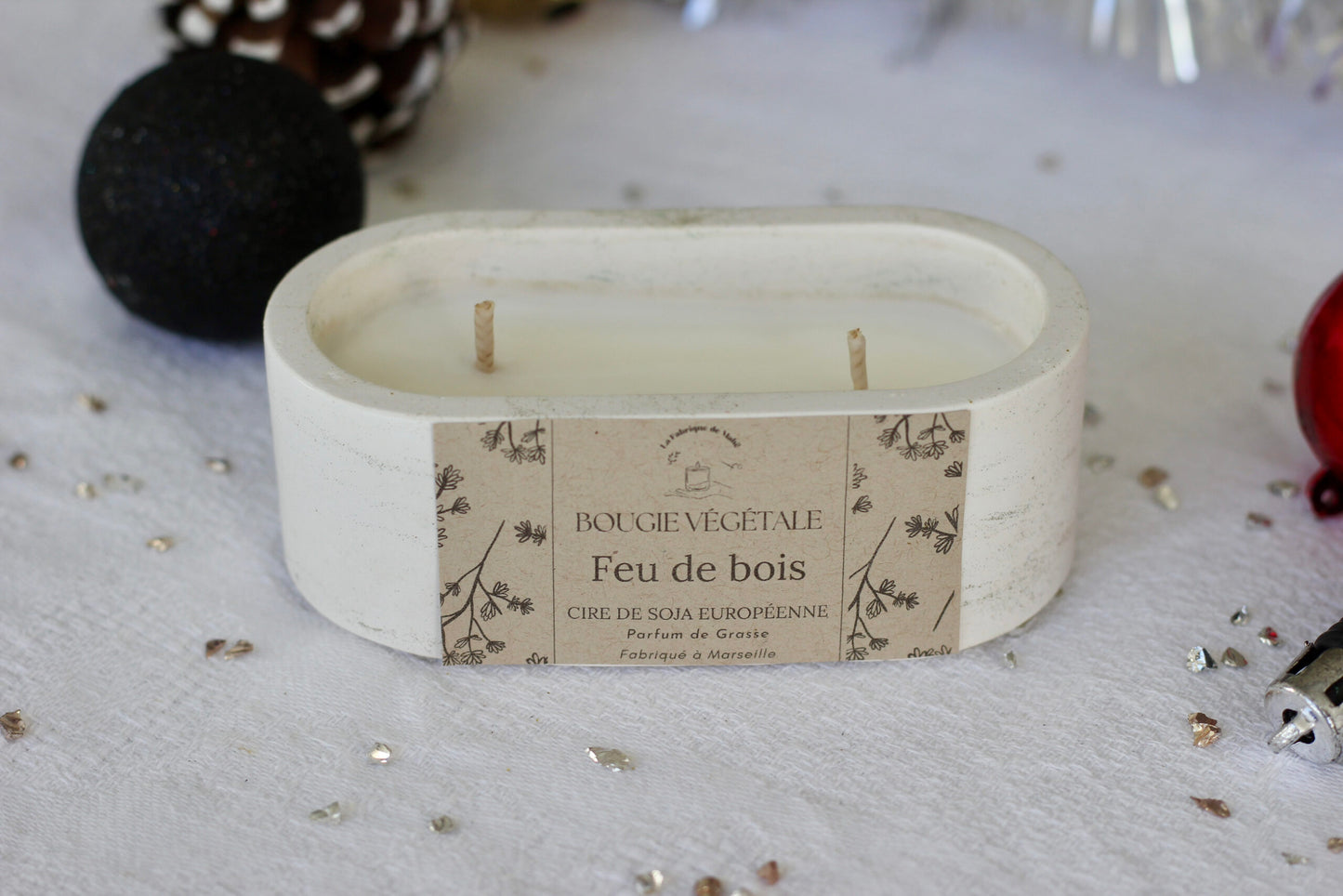 Bougie ovale - Feu de bois
