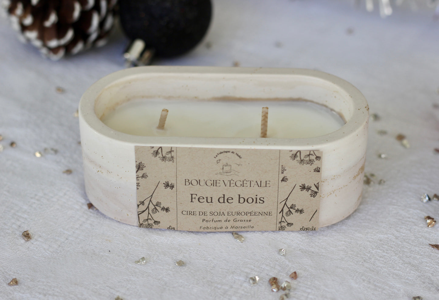 Bougie ovale - Feu de bois