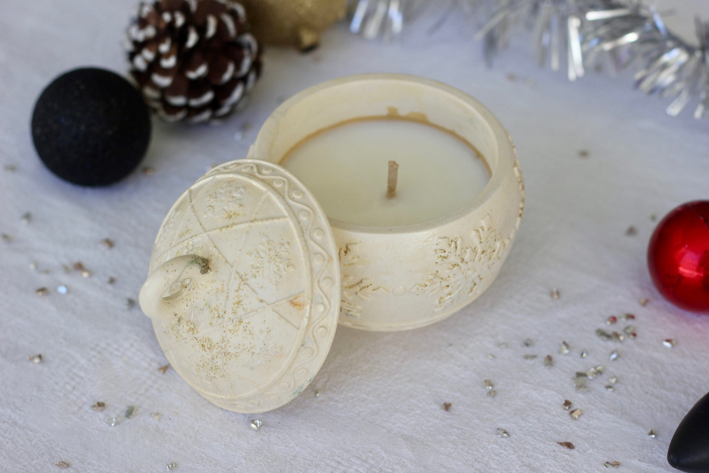 Bougie boule de Noël - Marron chaud