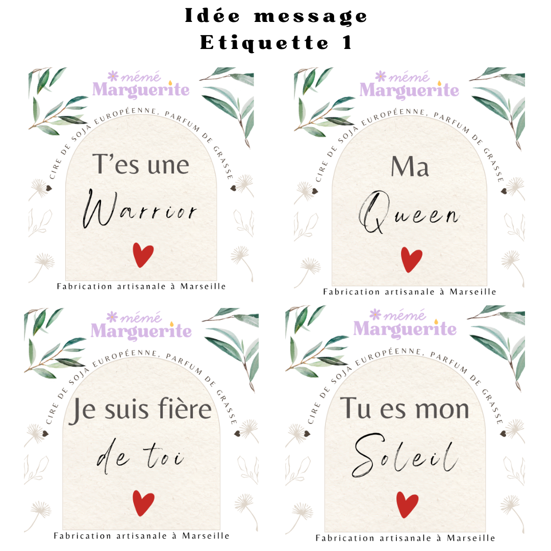 Bougie personnalisée avec message - Etiquette