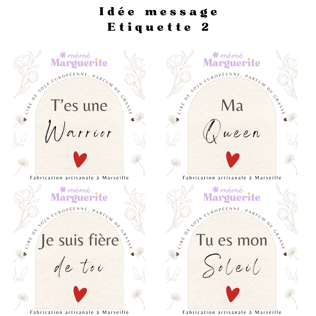 Bougie personnalisée avec message - Etiquette