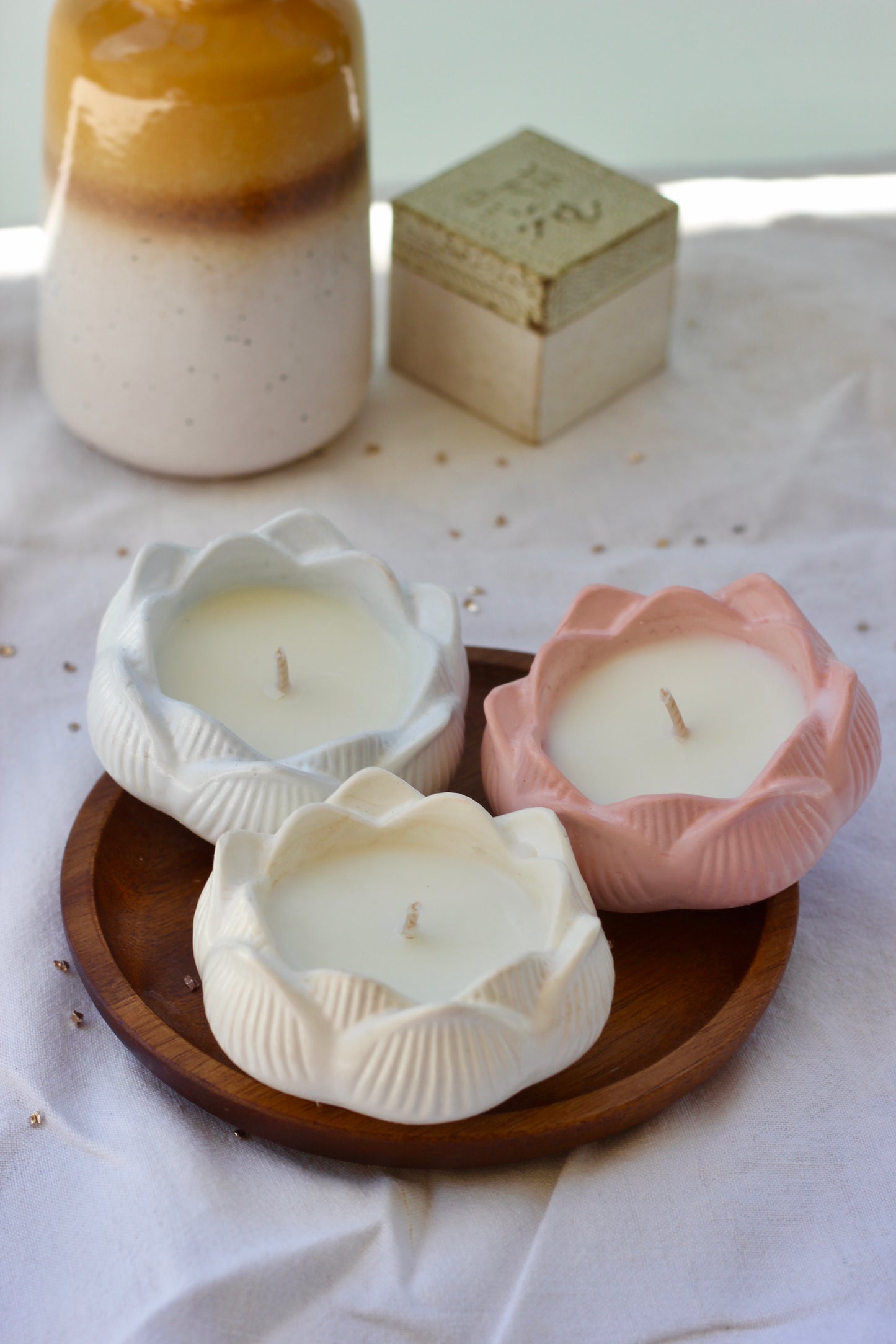 Bougie lotus - Rose clair