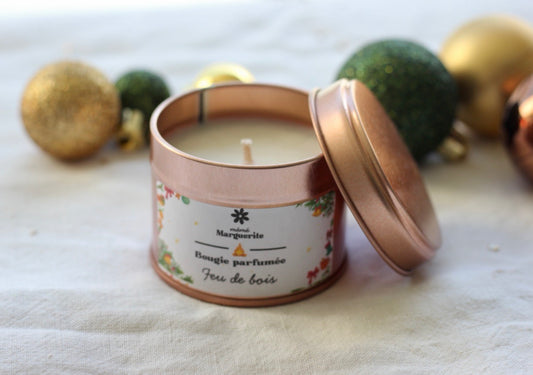 Bougie boîte métal - Feu de bois
