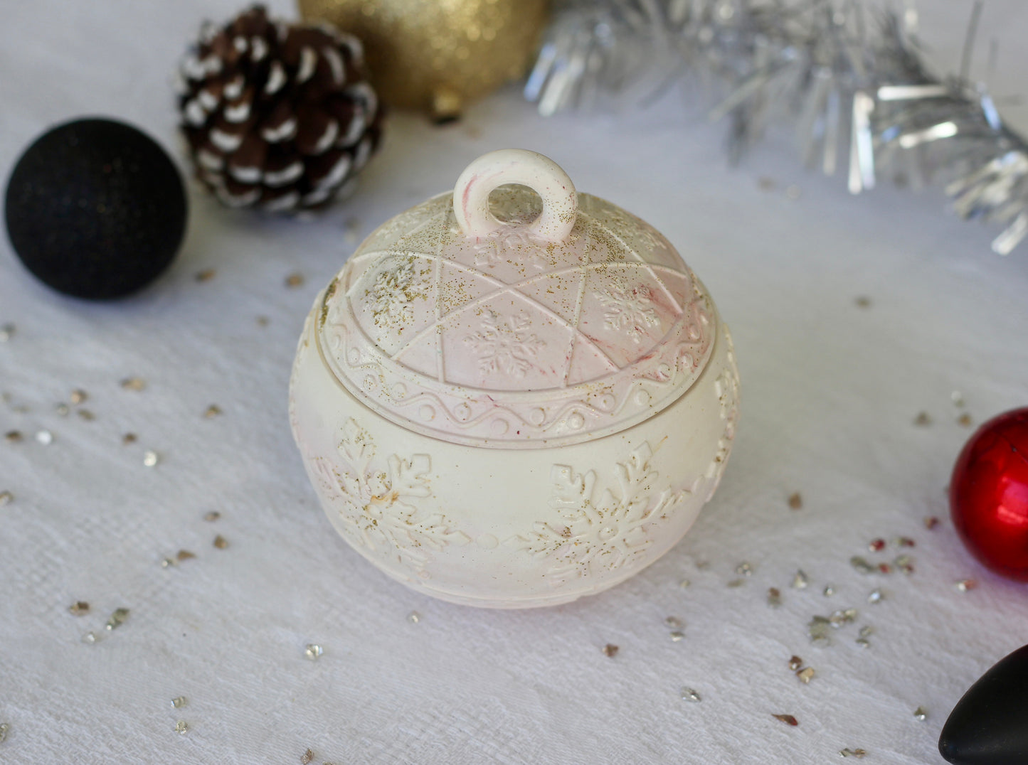Bougie boule de Noël - Orange cannelle