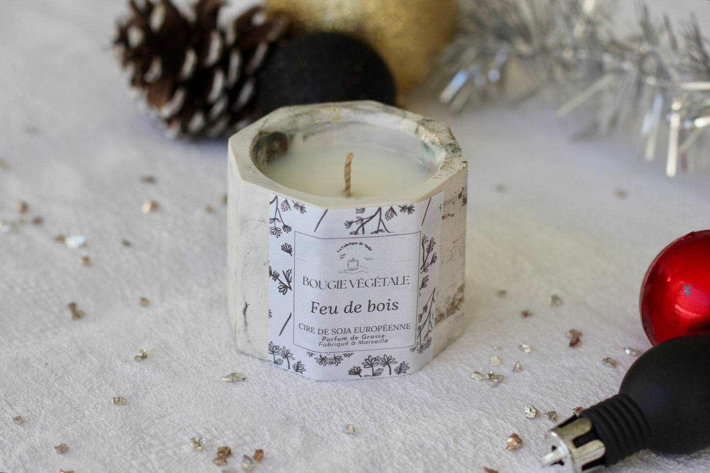 Bougie Hexagonale - Feu de bois