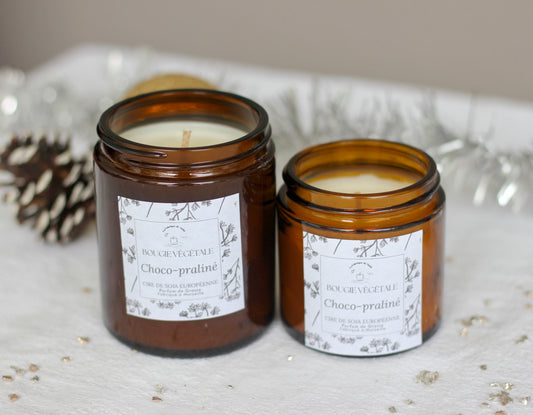 Bougie verre ambrée - Chocolat praliné