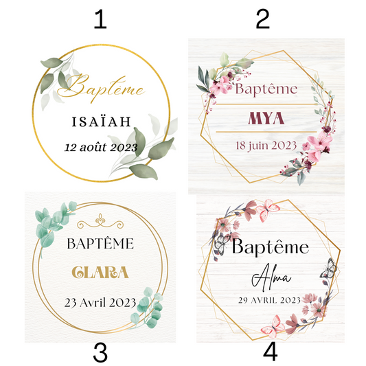 Bougie personnalisée - Baptême 50g