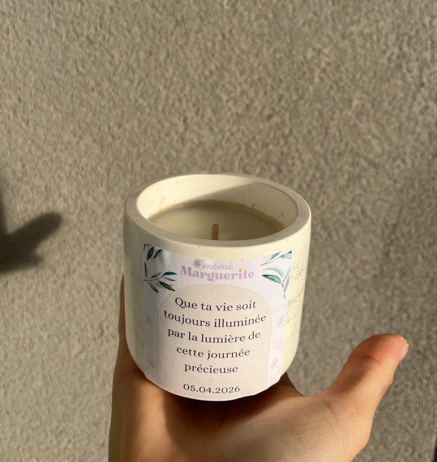 Bougie personnalisée - contenant en plâtre
